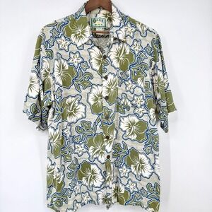 Hana Bay Mens XL Vintage Hawaiian Shirt‎ Rayon Hibiscus Floral Aloha Camp Collar